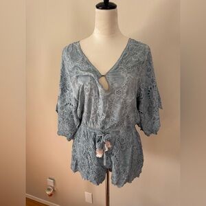Elegant Lace Women's Jumpsuit in Soft Blue